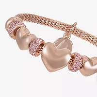 Liz Claiborne Womens Pink Glass Heart Stretch Bracelet