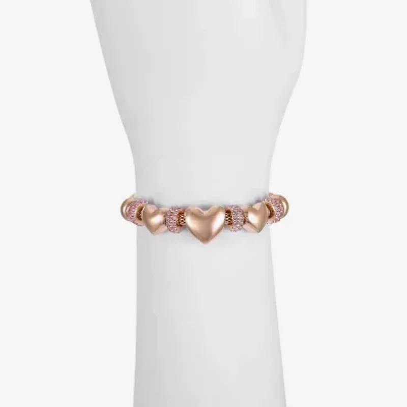 Liz Claiborne Womens Glass Heart Stretch Bracelet