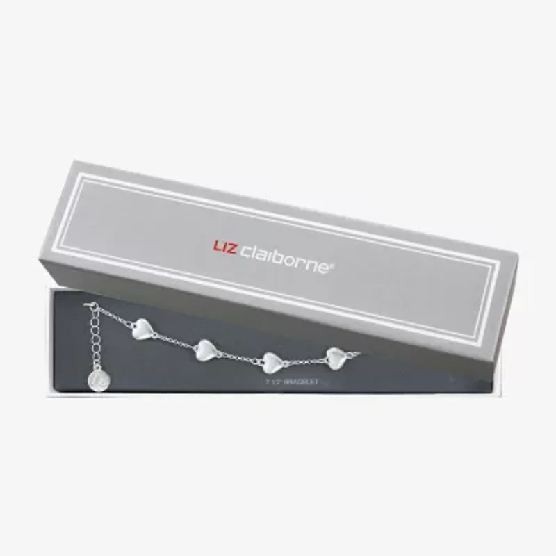 Liz Claiborne Womens Glass Heart Strand Bracelet
