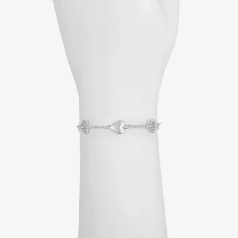 Liz Claiborne Womens Glass Heart Strand Bracelet