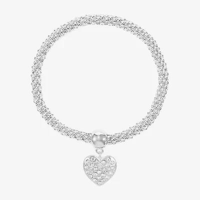 Liz Claiborne Womens Glass Heart Stretch Bracelet