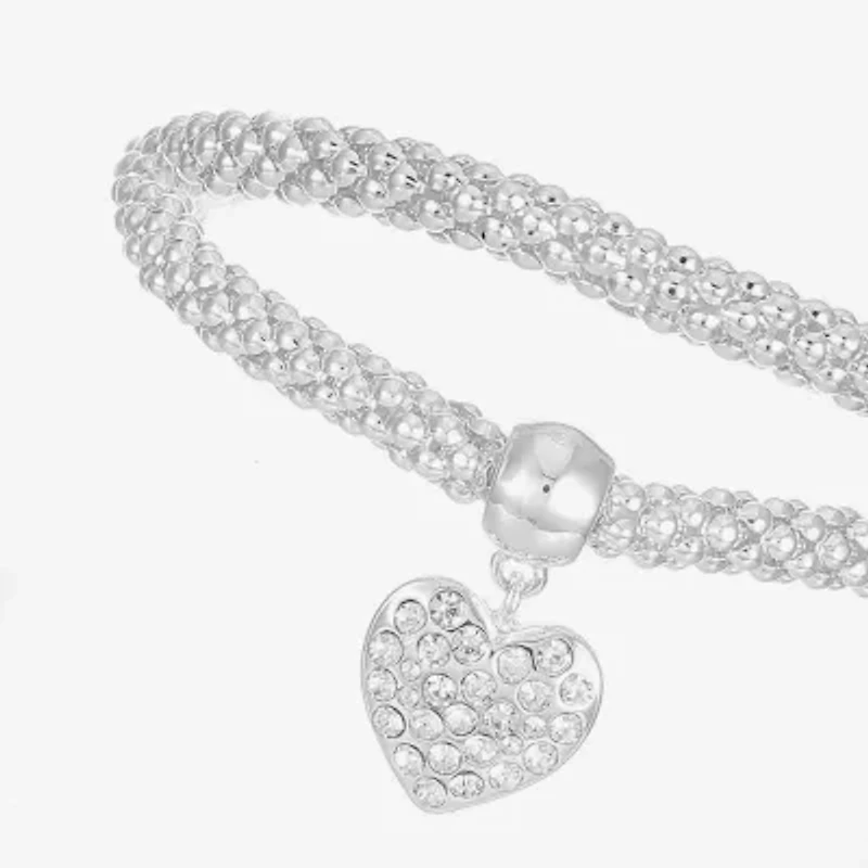 Liz Claiborne Womens Glass Heart Stretch Bracelet