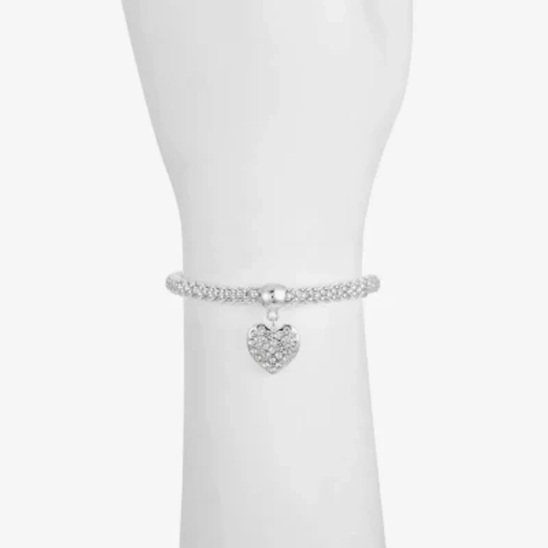 Liz Claiborne Womens Glass Heart Stretch Bracelet