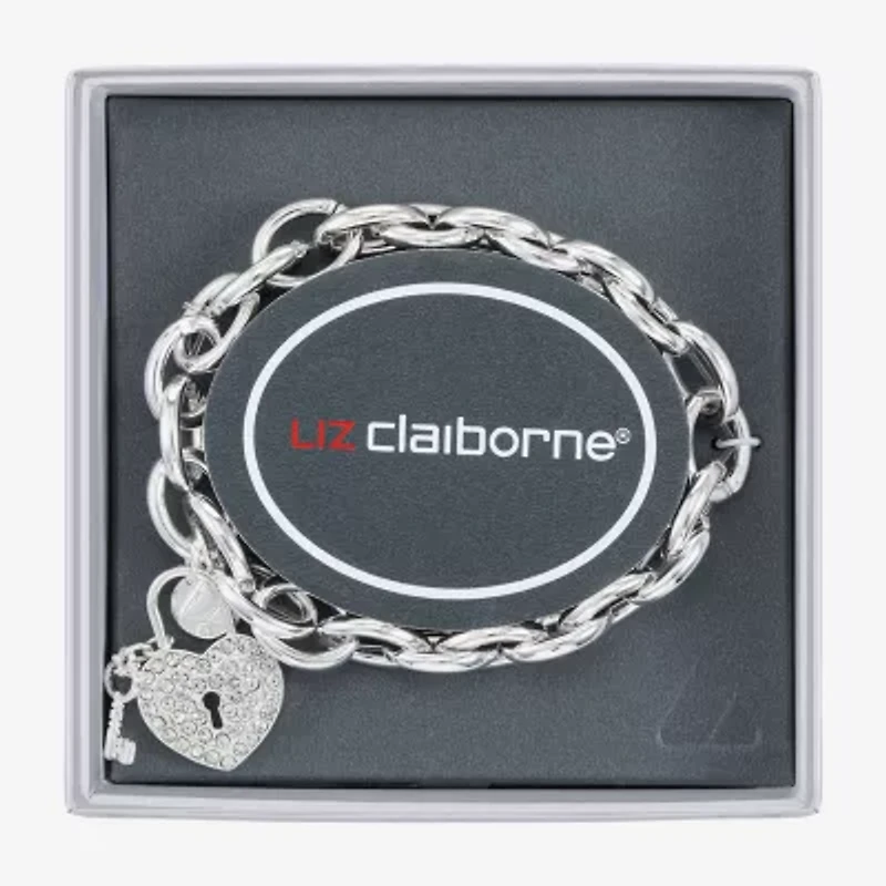 Liz Claiborne Womens Glass Heart Stretch Bracelet