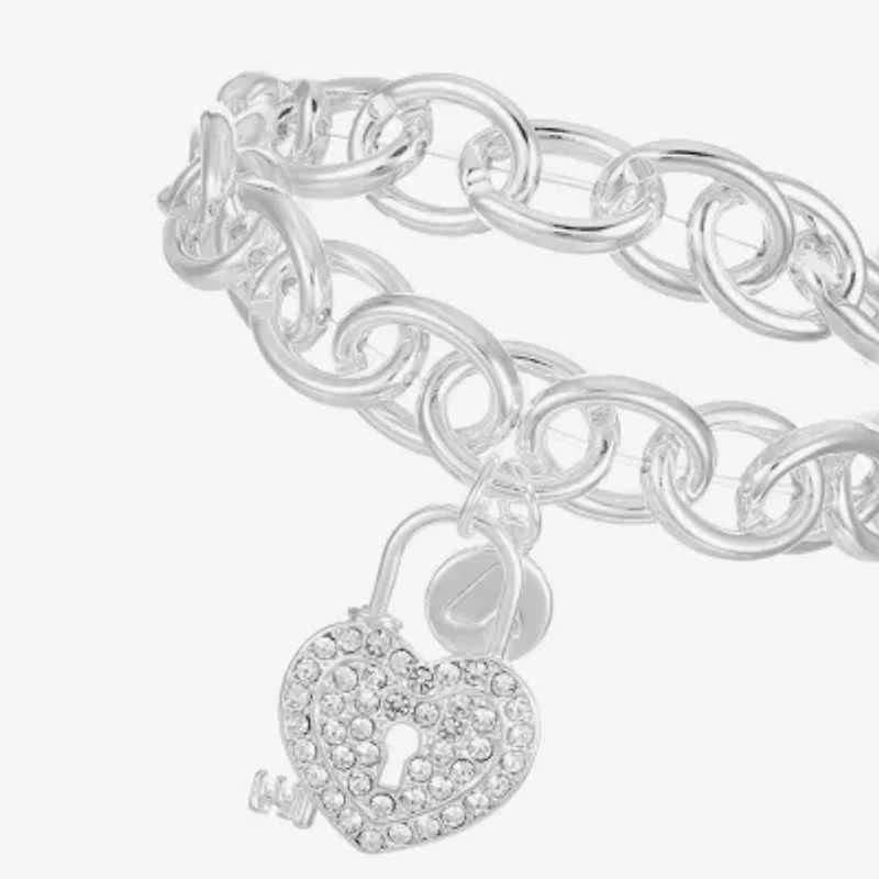 Liz Claiborne Womens Glass Heart Stretch Bracelet