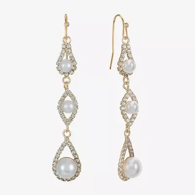 Monet Jewelry Timeless Womens Glass Simulated Pearl Drop Earrings