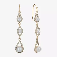 Monet Jewelry Timeless Womens Glass Simulated Pearl Drop Earrings