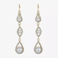 Monet Jewelry Timeless Womens Glass Simulated Pearl Drop Earrings