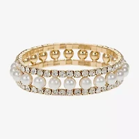 Monet Jewelry Timeless Womens Glass Simulated Pearl Stretch Bracelet