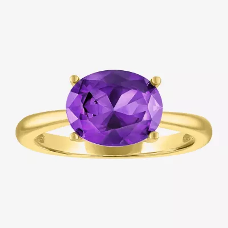 Gemstone 14K Gold Over Silver Oval Solitaire Cocktail Ring