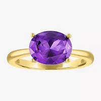 Gemstone 14K Gold Over Silver Oval Solitaire Cocktail Ring