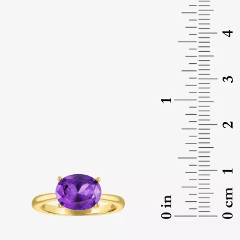 Gemstone 14K Gold Over Silver Oval Solitaire Cocktail Ring