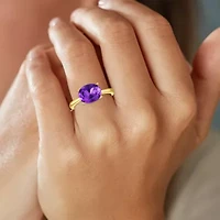 Gemstone 14K Gold Over Silver Oval Solitaire Cocktail Ring