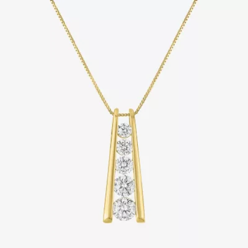 (G-H, Si2-I1) Womens 2 CT. T.W. Lab Grown White Diamond 10K Gold 18 Inch Pendant Necklace
