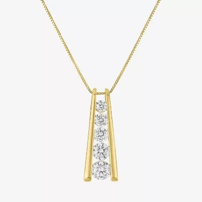 (G-H, Si2-I1) Womens 2 CT. T.W. Lab Grown White Diamond 10K Gold 18 Inch Pendant Necklace