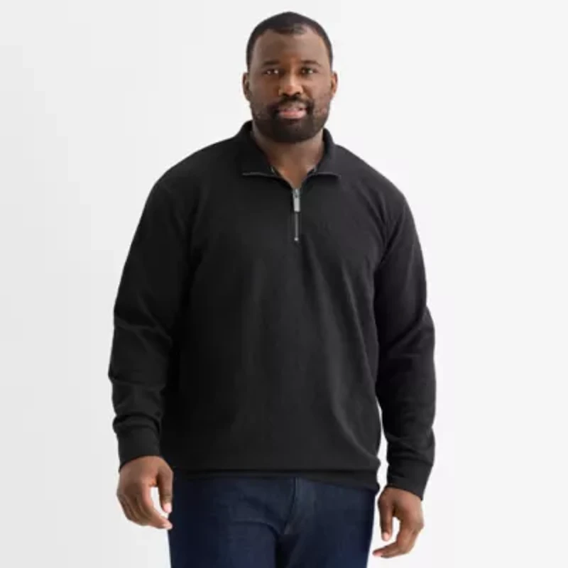 Shaquille O'Neal XLG Mens High Neck Long Sleeve Big and Tall Quarter-Zip Pullover