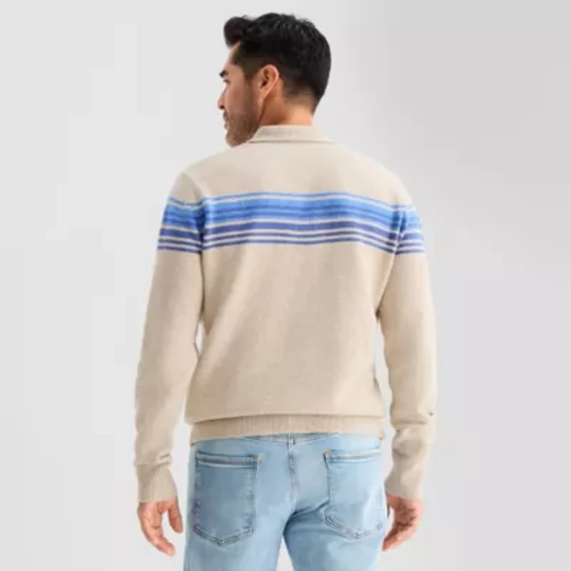 St. John's Bay Mens Long Sleeve Button Polo Sweater