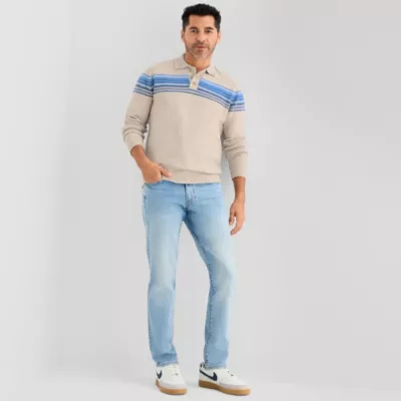St. John's Bay Mens Long Sleeve Button Polo Sweater