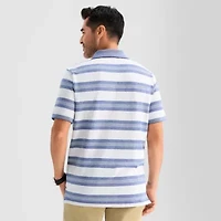 St. John's Bay Essential Striped Oxford Mens Classic Fit Short Sleeve Polo Shirt