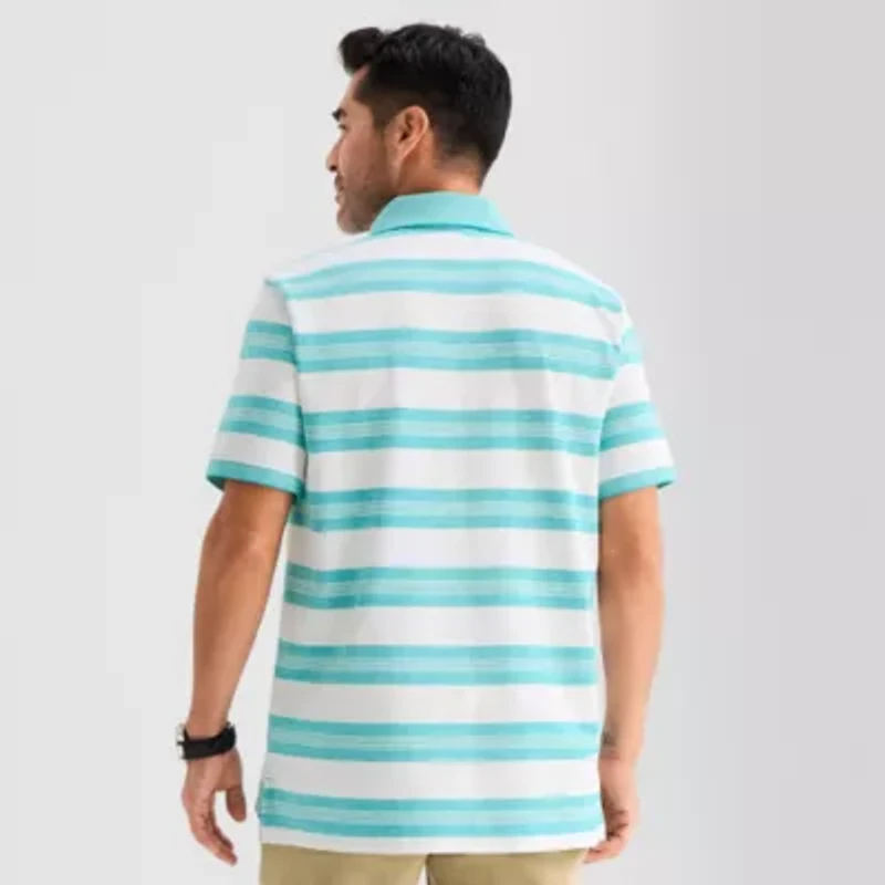 St. John's Bay Essential Striped Oxford Mens Classic Fit Short Sleeve Polo Shirt