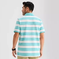 St. John's Bay Essential Striped Oxford Mens Classic Fit Short Sleeve Polo Shirt