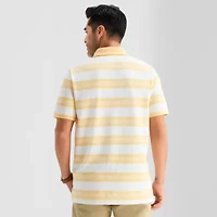 St. John's Bay Essential Striped Oxford Mens Classic Fit Short Sleeve Polo Shirt