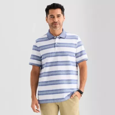St. John's Bay Essential Striped Oxford Mens Classic Fit Short Sleeve Polo Shirt