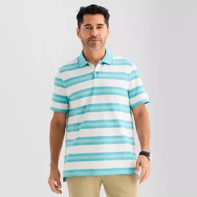 St. John's Bay Essential Striped Oxford Mens Classic Fit Short Sleeve Polo Shirt