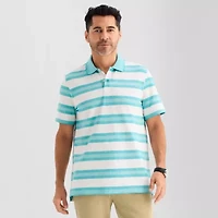 St. John's Bay Essential Striped Oxford Mens Classic Fit Short Sleeve Polo Shirt