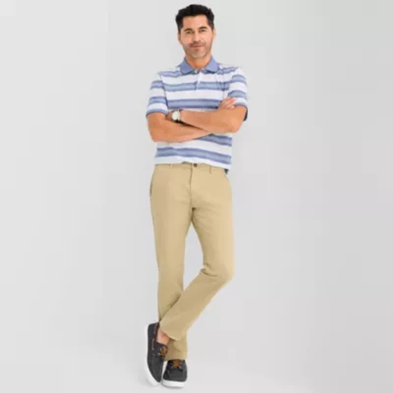 St. John's Bay Essential Striped Oxford Mens Classic Fit Short Sleeve Polo Shirt