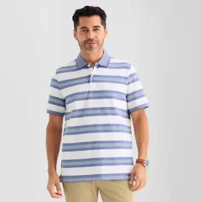 St. John's Bay Essential Striped Oxford Mens Slim Fit Short Sleeve Polo Shirt