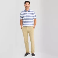 St. John's Bay Essential Striped Oxford Mens Slim Fit Short Sleeve Polo Shirt