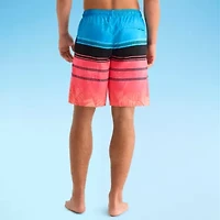 Burnside Mens Drawstring Waist Striped Swim Shorts