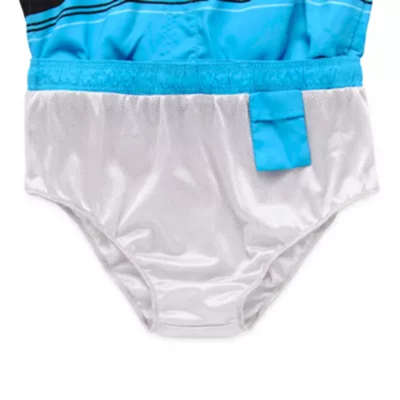 Burnside Mens Drawstring Waist Striped Swim Shorts