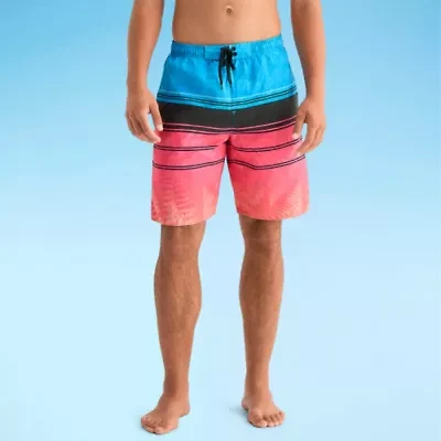 Burnside Mens Drawstring Waist Striped Swim Shorts