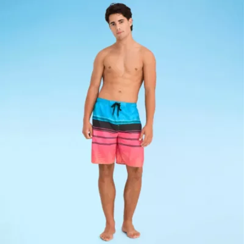 Burnside Mens Drawstring Waist Striped Swim Shorts