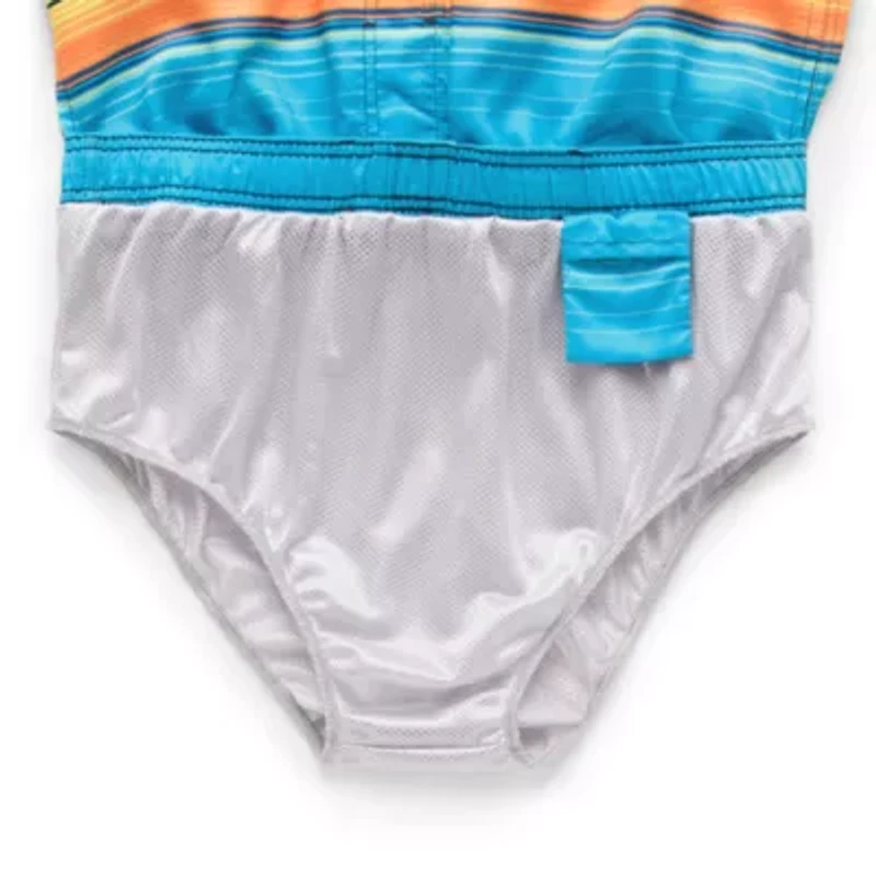 Burnside Mens Drawstring Waist Striped Swim Shorts