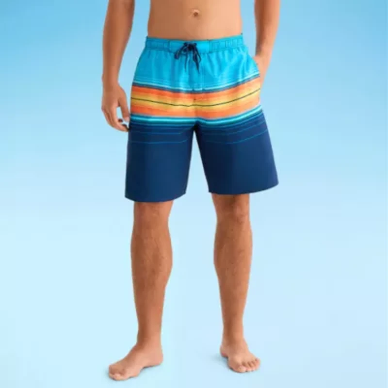 Burnside Mens Drawstring Waist Striped Swim Shorts