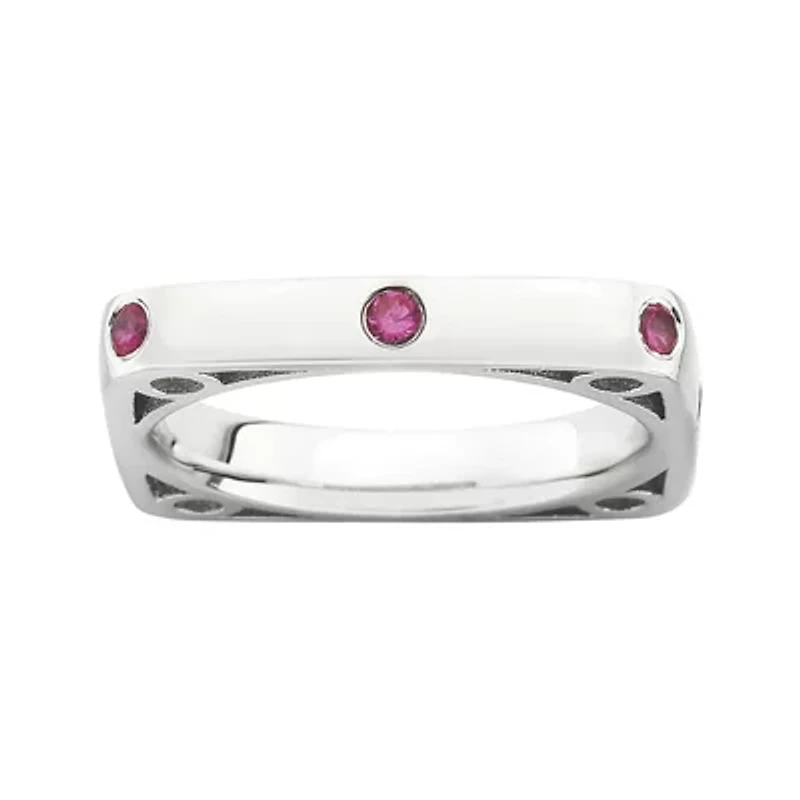 Personally Stackable Lab-Created Ruby Square Ring