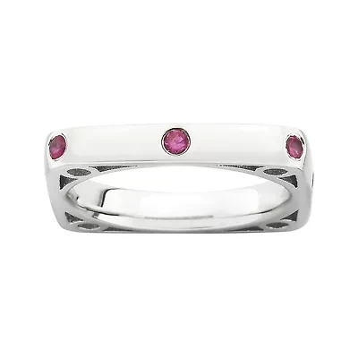 Personally Stackable Lab-Created Ruby Square Ring
