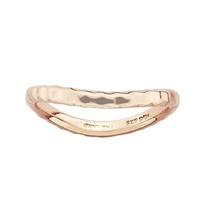 Personally Stackable 18K Rose Gold Over Sterling Silver Ribbed Wave Ring