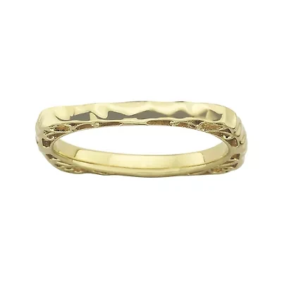 Personally Stackable 18K Gold Over Sterling Silver Wavy Square Ring