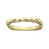 Personally Stackable 18K Gold Over Sterling Silver Wavy Square Ring