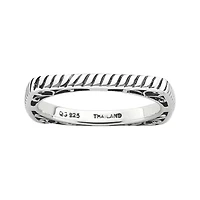 Personally Stackable Antiqued Sterling Silver Square Stackable Ring