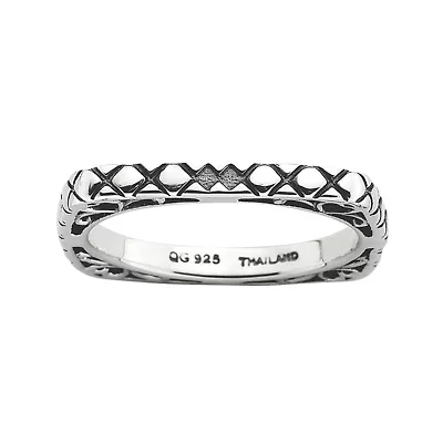 Personally Stackable Antiqued Sterling Silver Square Ring