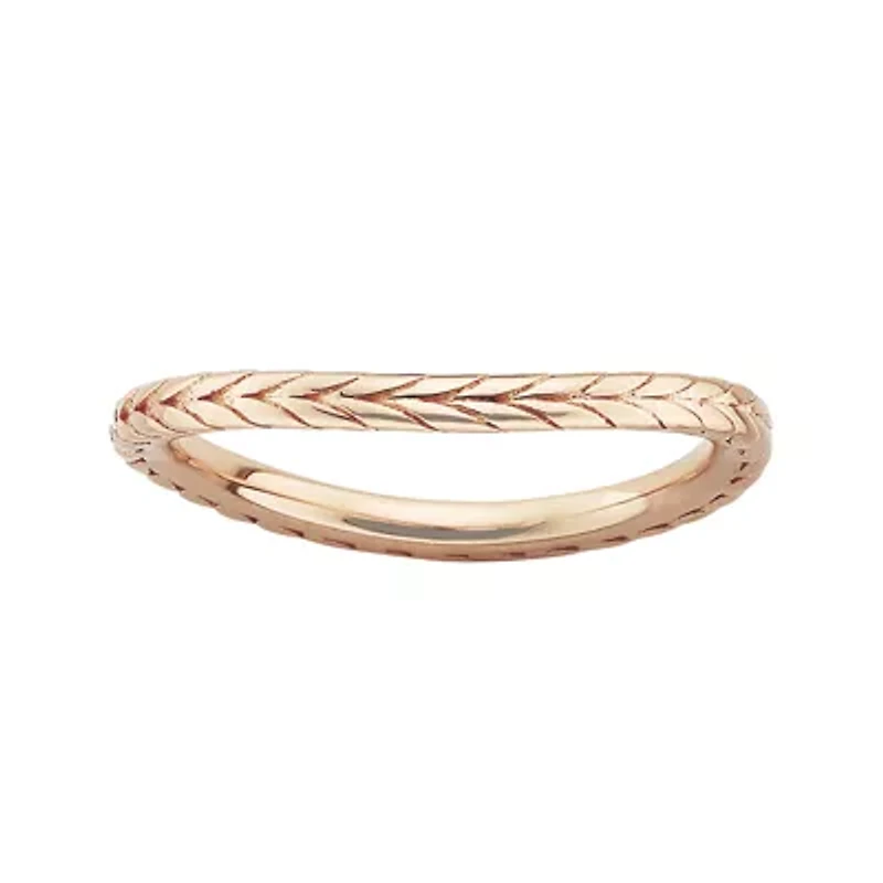 Personally Stackable 18K Rose Gold Over Sterling Silver Chevron Wave Ring