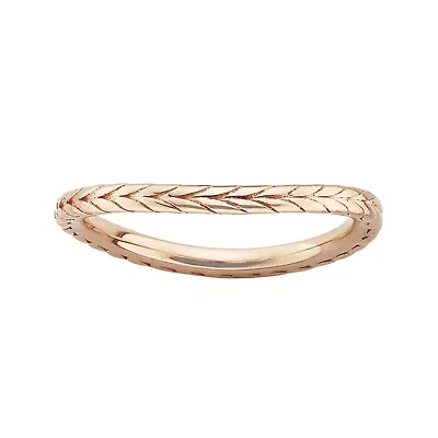 Personally Stackable 18K Rose Gold Over Sterling Silver Chevron Wave Ring