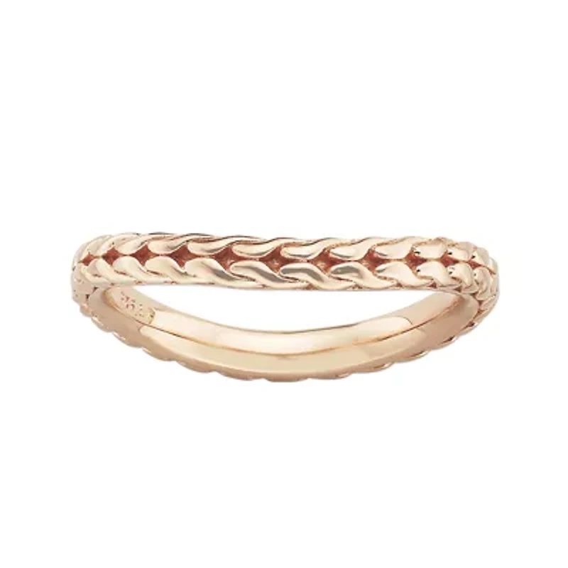 Personally Stackable 18K Rose Gold Over Sterling Silver Braided Wave Ring