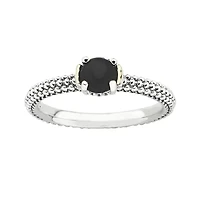 Personally Stackable Genuine Onyx Two-Tone Ring