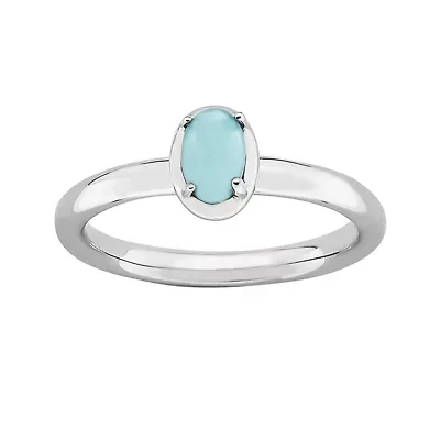 Personally Stackable Oval Lab-Created Turquoise Sterling Silver Ring